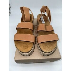 Steve Madden Kimmie Raffia Flatform Platform Espadrille Fitted Wedge Sz 10